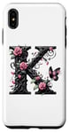 Coque pour iPhone XS Max Letter K Initial Floral Monogram Rose Pink Flower Butterfly