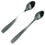 2 x Long Handled TeaSpoons Stainless Steel Latte Coffee Sundae Ice Cream Soda