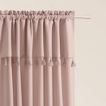 ROOM99 Astoria Curtain with Ruffle Tape, 140 x 250 cm, Width x Height Blackout Sliding Curtains, Decorative Modern Curtain for Living Room, Bedroom, Powder Pink