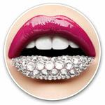 2 x Vinyl Stickers 10cm - Diamond Fashion Lips Pink Lipstick Cool Gift #14593