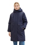 TOM TAILOR Women's 1037561 Raincoat with Quilting and Hood, 10668-Sky Captain Blue, XL