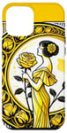 Coque pour iPhone 14 Pro Max Rose jaune Pinup Girl Illustration Roses Jardin Art