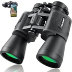 10x50 Binoculars for Adults with Smartphone Adapter 28mm Large Eyepiece HD Waterproof Binoculars for Bird Watching Hunting Hiking Sightseeing Travel Concert Sports with BAK4 Prism FMC Lens, Black