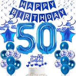 Decoration Anniversaire 50 ans Homme, 50 Ans Décorations gâteau 50 ans Anniversaire Homme Bleu Ballon 50 ans Anniversaire Kit Ballon Bleu, Decoration Anniversaire pour 50 ans Anniversaire Homme