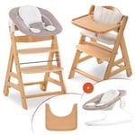 hauck - Chaise Haute Bébé Alpha Move Newborn Set - Évolutive dès Naissance avec Transat Bebe, Réducteur, Coussin, Tablette Repas - Stretch Beige