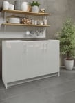 Kitchen Base Sink Unit 1200mm Storage Cabinet With Doors 120cm - White Gloss