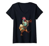 Womens Trumpet Chicken V-Neck T-Shirt