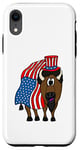 Coque pour iPhone XR 4 juillet USA Bison Drapeau américain Jour de l'indépendance Patriotique