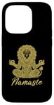 Coque pour iPhone 14 Pro Namaste Lion avec mandala amusant pour le yoga et la méditation