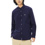 Lacoste Mens Oxford Shirts Long Sleeve - Navy - Size Medium/Large