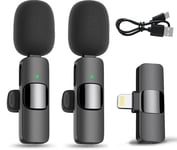 Dual Wireless Microphone for iPhone iPad Plug-Play Wireless Lavalier Mic Noise Reduction for Video Recording, Live Stream, YouTube, TikTok, Facebook, Zoom, Interview, Podcast (One Pair Two Mic)