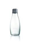 Retap ApS Grande Bouteille d'eau en Verre Borosilicate 0,8 Litre, Gris, 0.5 / Medium