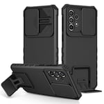 Coque Samsung Galaxy A33 5G, Protection de la Caméra Étui avec Lentille Coulissante Couverture, 360 Degres Full Body Armor et Antichoc Durable Protecteur Bumper Support stéréo Housse Étui-Noir