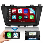 Hikity Android Autoradio pour Mazda 5 2011 2012 2013[2+64G] Autoradio Wireless Carplay avec 9'' Écran Tactile Bluetooth Mains Libres GPS WiFi avec HiFi EQ SWC Canbus Mic+Camera Arrière pour Mazda 5