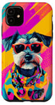 Coque pour iPhone 11 Figurine schnauzer miniature tendance et colorée Pop Art