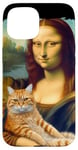 Coque pour iPhone 15 Mona Lisa tenant un chat Portrait d'art Peinture Kitty Cat