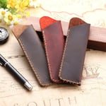 1pc Leather Handcrafted Fountain Pen Pencil Bag Holder Pens Stor Wine Red
