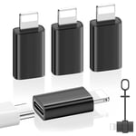 MoKo USB C to Lightning Adapter 4 Pack, Not for Audio/OTG, Lightning Male to USB C Female Adapter for iPhone 14/13/12/11/X Series, iPad/AirPods, Charging & Data Sync, with Anti-lost Loop, Black