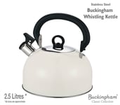 Whistling Kettle Colour Coated Stainless Steel Camping 2.5 L Cream Buckingham