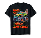 Cool 4 Year Old 4th Birthday kids Fun Monster Truck Car T-Shirt