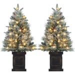 Lot de 2 sapins de Noël artificiels de qualité supérieure de 90 cm avec 78 LED blanc chaud – Sapin de Noël artificiel fonctionnant à piles avec 8