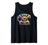 Colorful Line Art Vintage Telephone Landline Dial Tank Top