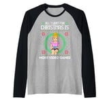 All I Want For Christmas Is More Video Games Boy Girl Gamer Raglan Baseball Tee