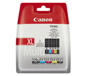 Genuine Canon PGI-550XL BK & CLI-551 BCMY Ink Cartridges Multipack Pixma iX6850