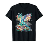 Distressed Dragons and Books Bookworm Dragons Reading Book T-Shirt