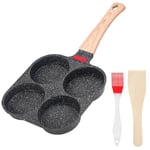 Egg Frying Pan, ONEVER 4 Holes Pancake Pan Fried Egg Burger Pan 4-Cup Nonstick Egg Frying Pan for Breakfast Pancake, Plett, Crepe Pan, Suitable for All Hobs & Induction