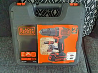 BLACK+DECKER 18 V Cordless 2-Gear Combi Hammer Drill Power Tool with Kitbox New+