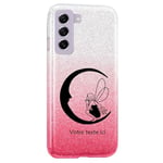 Coque Galaxy S21 FE paillettes rose fee lune