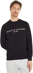 Tommy Hilfiger Men Tommy Logo Sweatshirt without Hood, Black (Black), S