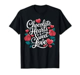 Chocolate Hearts and Sweet Love Roses Valentine Couple Match T-Shirt