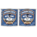 2x Hammerite Direct To Rust Smooth White Quick Drying Metal Paint 250ml