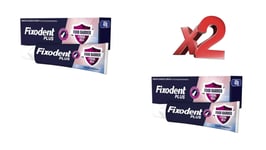 2 x Fixodent Plus Best Antibacterial Denture Adhesive Cream 40g Fresh Flavour