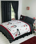 Betty Boop Superstar Black White Polka Reversible King Size Duvet Cover Bedding