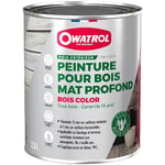 Owatrol - Peinture pour bois extérieur opaque - Finition Mate bois color Noir Profond (ral 9005) 1 litre