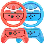 4 packs Poignees de volant de course FONGWAN pour manettes de jeu de la Nintendo Switch Joy-Con - Rouge et bleu