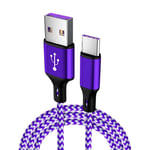 5A USB Type C Snabbladdningskabel för Huawei Mate 20 P20 Pro Super Snabbladdare USB 5A Type C USB-kabel för Samsung S9 8 Purple