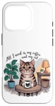 Coque pour iPhone 16 Pro Mignon café et chat amoureux des chats drôles et citations de café femmes