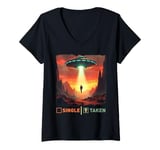 Womens single taken alien man taken by UFO valentine's day boys V-Neck T-Shirt