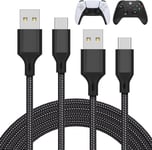 2 Pack Câble Chargeur 3m Pour Ps5/Ps5 Pro Manette/Pour Xbox Serie X/Xbox Serie S Manette/Pour Nintendo Switch Manette, Remplacement Usb Cordon Nylon Tressé Type-C Ports Accessoires, Noir