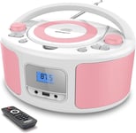 Poste Cd Enfant,Radio Fm Lecteur Cd Portable Boombox(Avec Bluetooth,Radio Fm,Usb,Aux,Prise Casque) Lecteur Cd Enfant