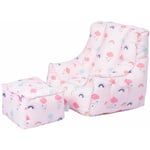 Ready Steady Bed - Fauteuil poire pour enfants avec pouf, fauteuil poire imprimé pour enfants pour l'intérieur, fauteuil pouf confortable pour les