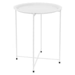 Table d'appoint basse ronde blanc  43cm H 52cm métal revêtu par poudre pliable