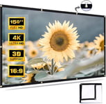 Full HD Écran Vidéoprojecteur de Cinéma, Écran de Projection 60 Pouces, Pliable Écran De Projection, Écran de Projecteur Portable, Angle Vision 179 Degrés pour Cinéma à Domicile D'école Intérieure