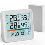 thermometre interieur exterieur sans Fil hygromètre numérique LCD de Température l'humidité vec 1 capteurs, Mémoire de Min/Max, ¿/¿,indicateur de confort de l'air,Rétroéclairage