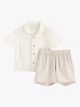 Lindex Baby Organic Cotton & Linen Blend Shirt and Shorts Set, Light Dusty White