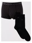 Emporio Armani Bodywear Patterned Trunk and Sock Gift Set - Black, Black, Size Xl, Men